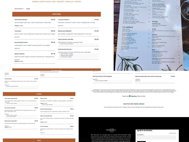 The Periodic Table Menu
