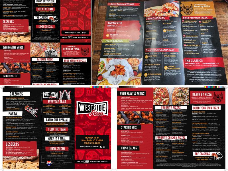 Westside Pizza Menu