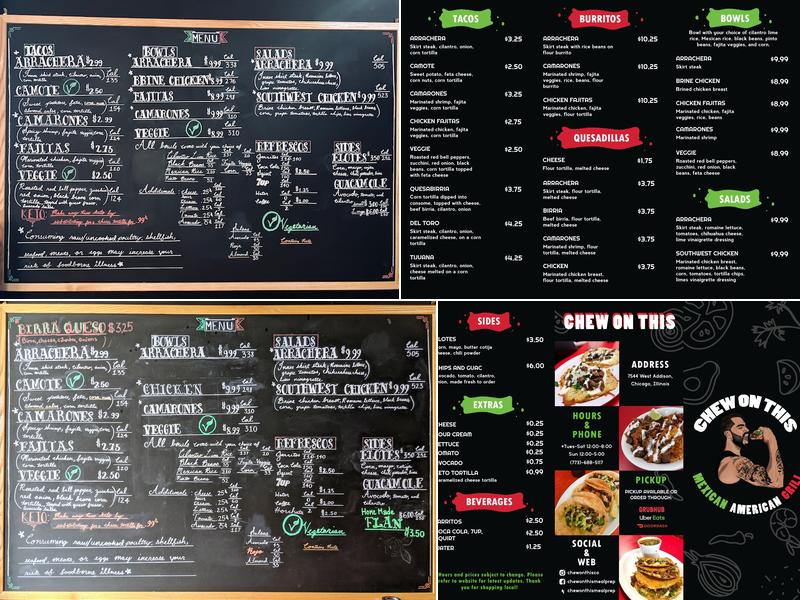 Chew On This co. Menu