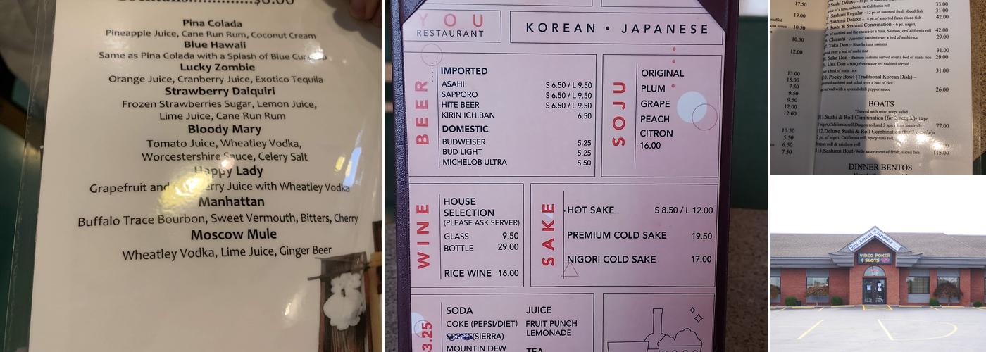 You Korean & Japanese Sushi Bar Menu