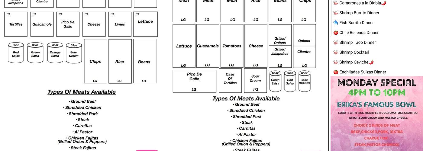 Erika's Mexican Grill Menu