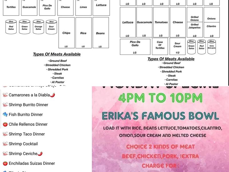 Erika's Mexican Grill Menu