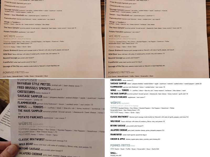 Wurst Haus Menu