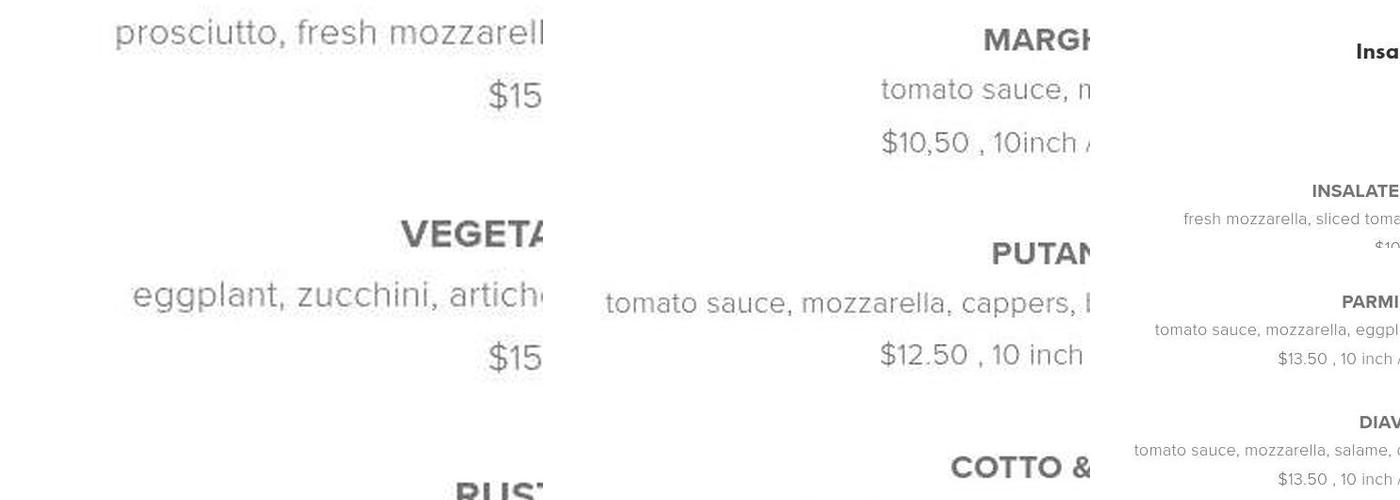 Al Forno Neapolitan Wood Fire Pizza Menu