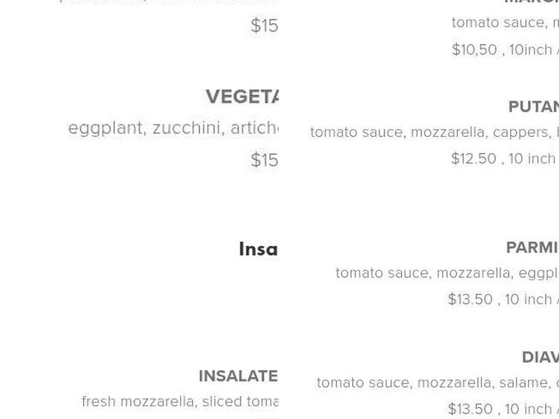 Al Forno Neapolitan Wood Fire Pizza Menu