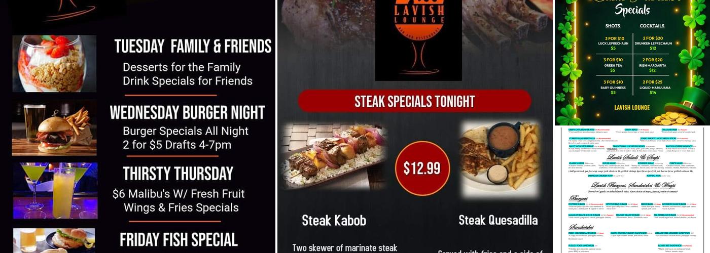 Lavish Lounge, Bar and Restaurant Menu