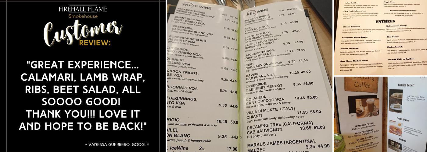 FIREHALL FLAME Menu
