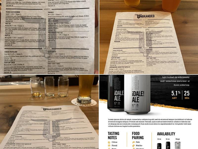 Unbranded Brewing Co. Menu