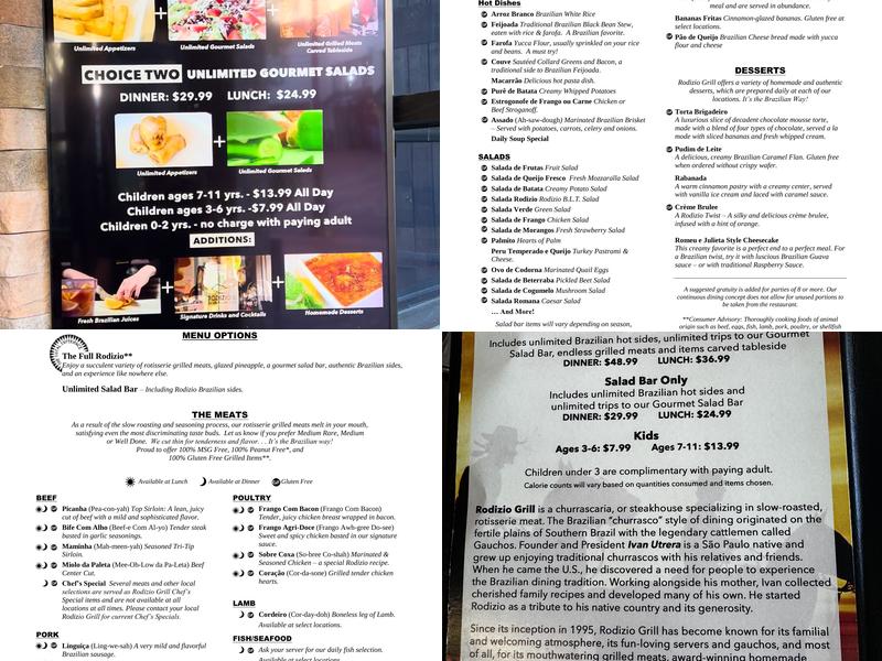 Rodizio Grill Brazilian Steakhouse Orlando Menu