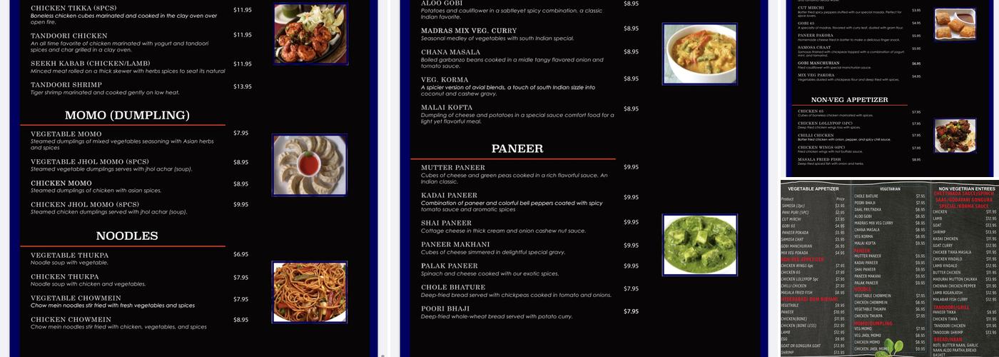 Mountains & Meals Menu