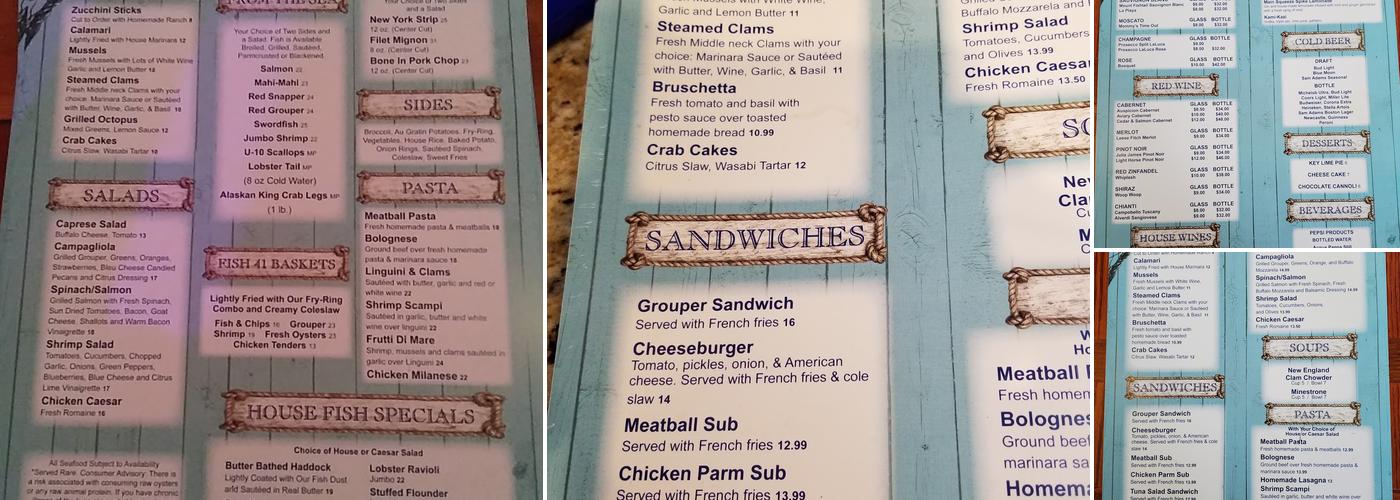 Fish 41 Menu