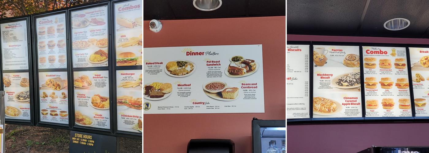 Tudor's Biscuit World Menu