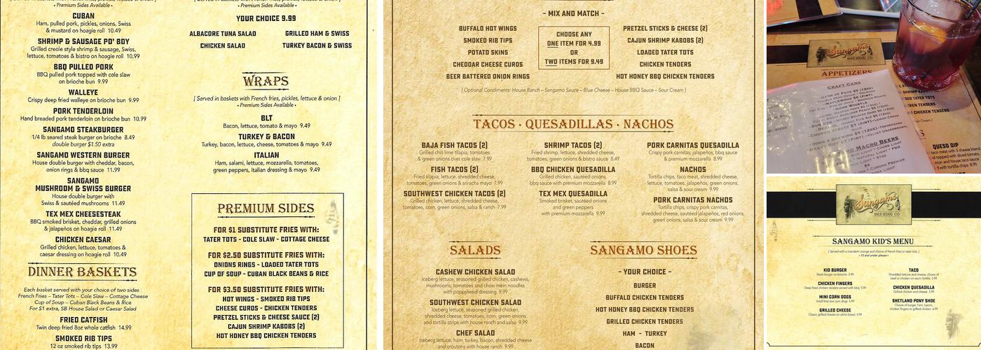 Sangamo Brewing Menu