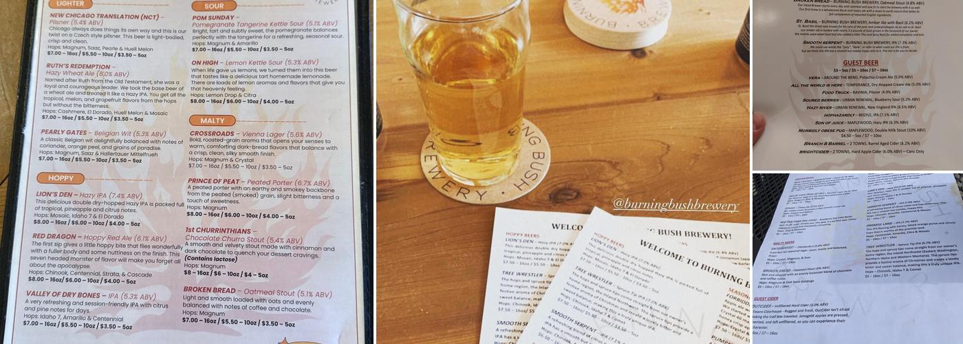 Burning Bush Brewery Menu