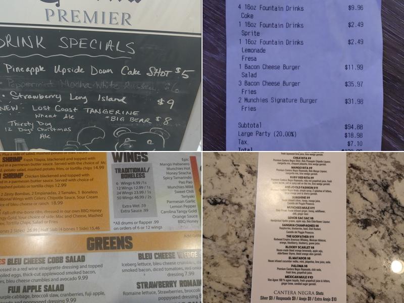 Munchies Comfort Food & Drinks Menu