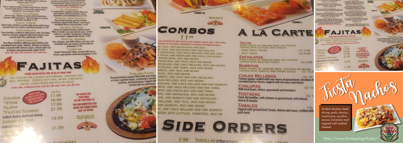 Don Tequila Mexican Grill Menu