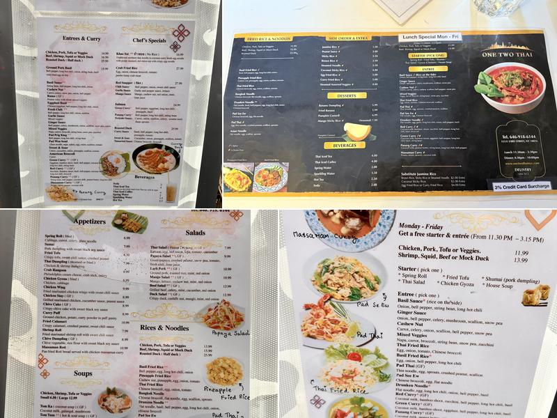 One Two Thai Menu