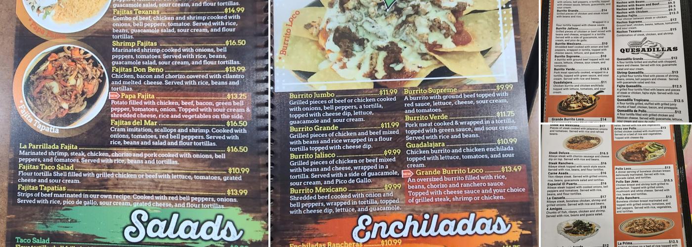 Mexico Tipico Menu