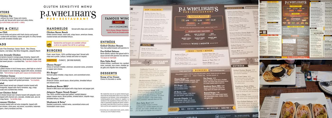 P.J. Whelihan's Pub + Restaurant - Horsham Menu