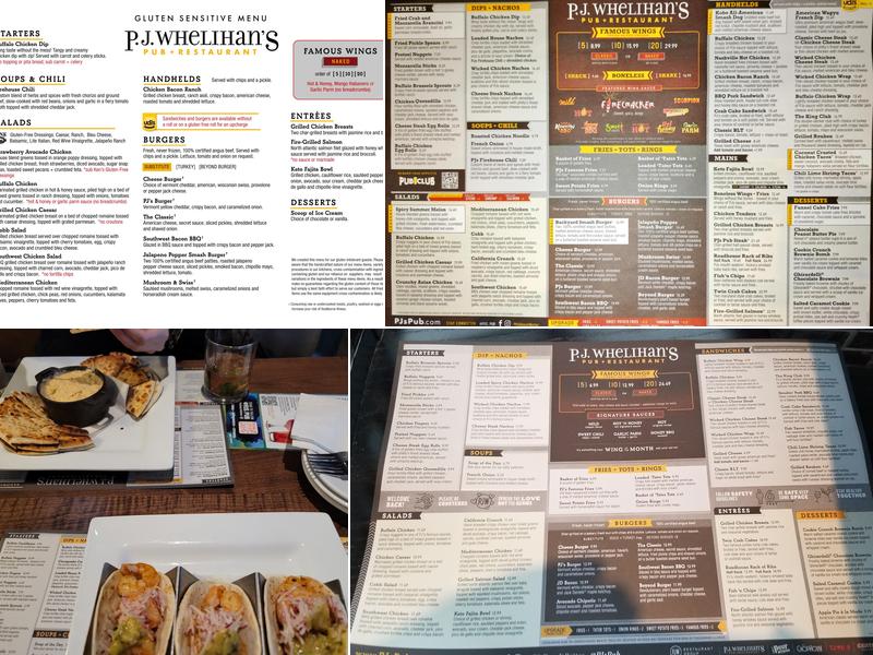 P.J. Whelihan's Pub + Restaurant - Horsham Menu