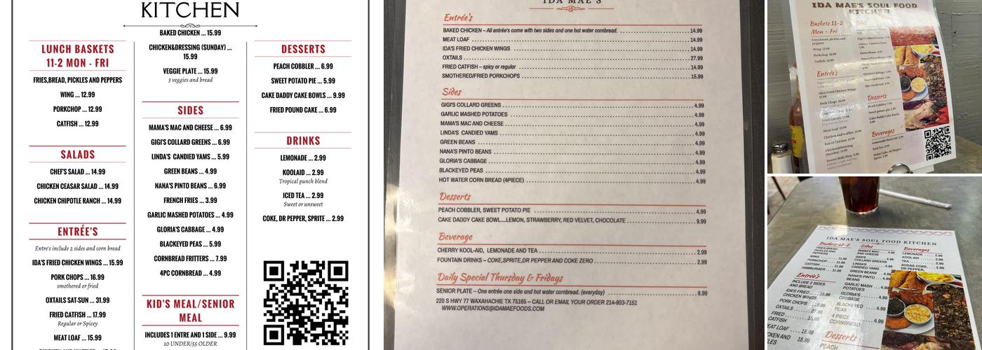 IDA MAE’S Menu