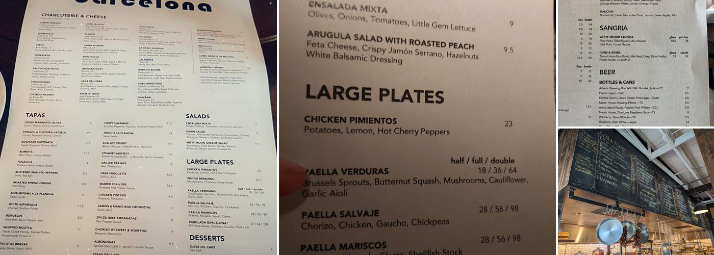 Barcelona Wine Bar Menu