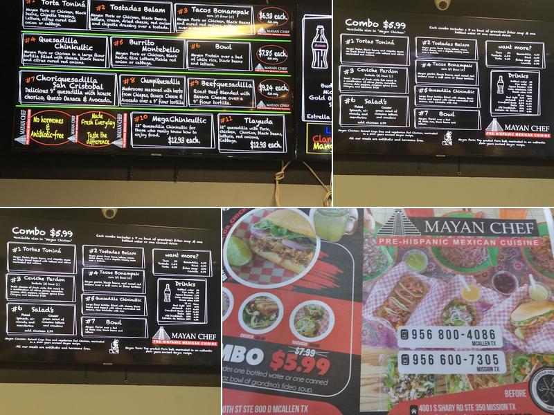 Mayan Chef Menu