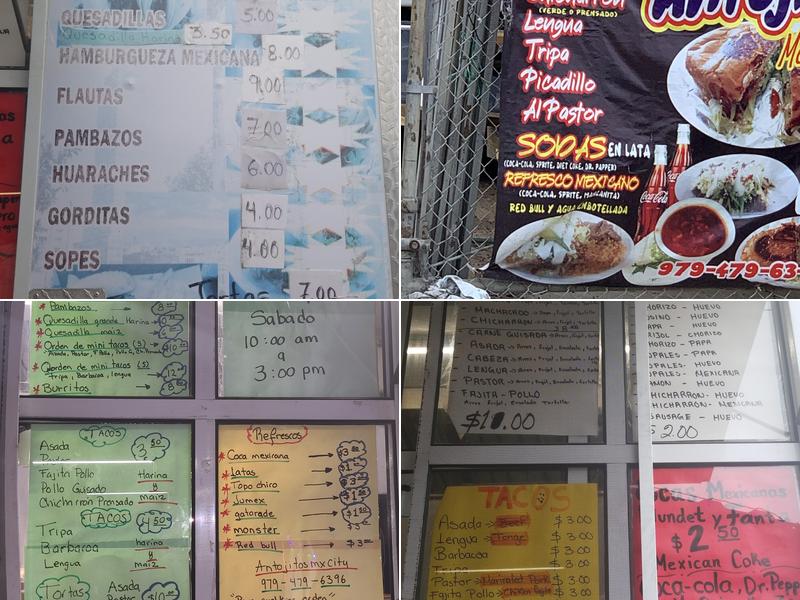 Antojitos Menu
