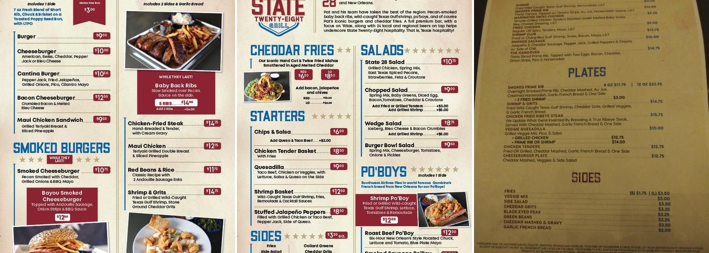 State 28 Grill Menu