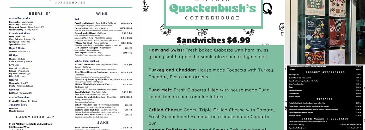 Captain Quack's Coffeehouse Menu