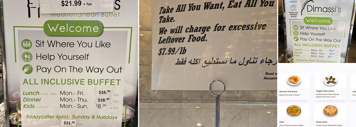 Dimassi's Mediterranean Buffet Menu