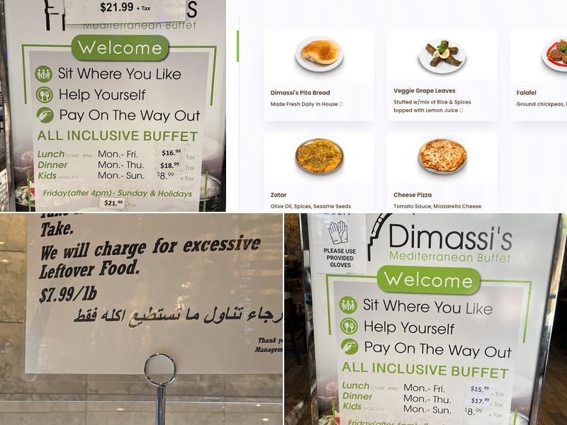 Dimassi's Mediterranean Buffet Menu