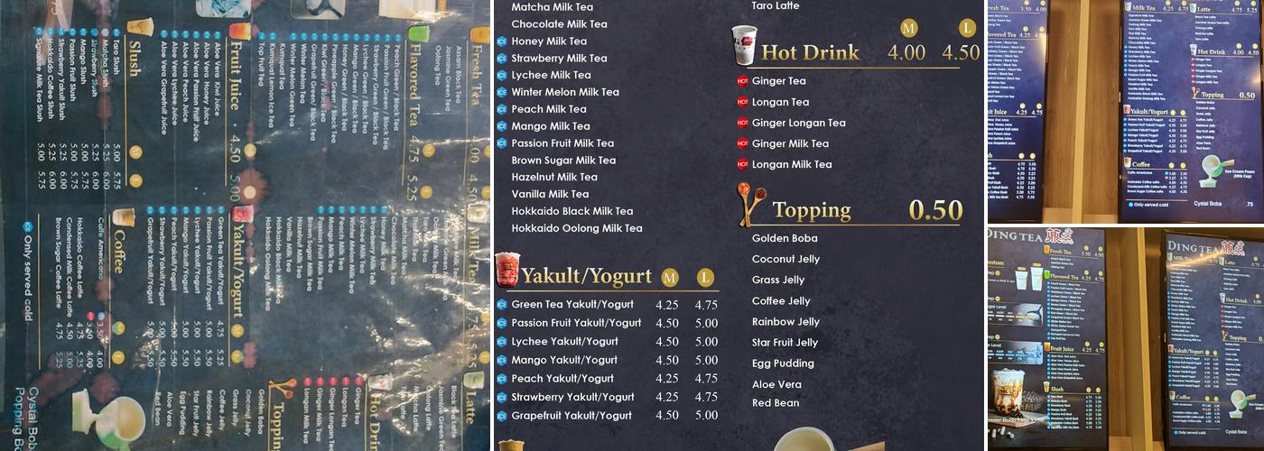 Ding Tea PSU Menu