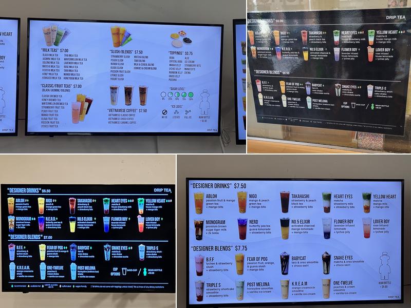 Drip Tea Seattle Menu