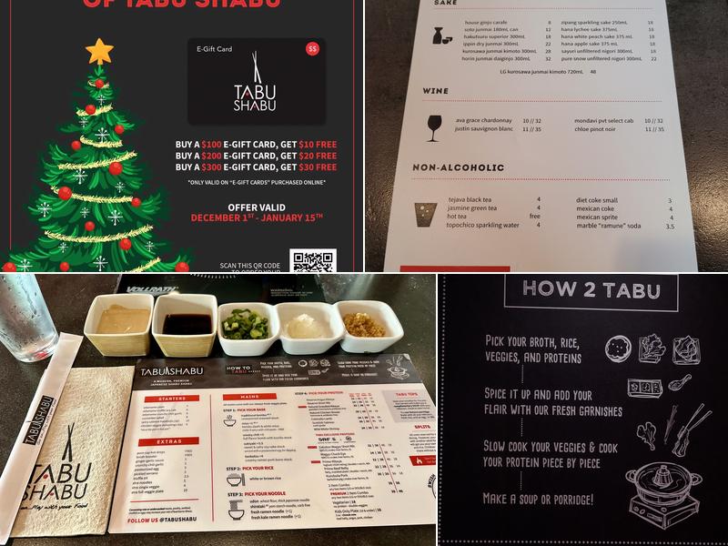 Tabu Shabu North Park Menu