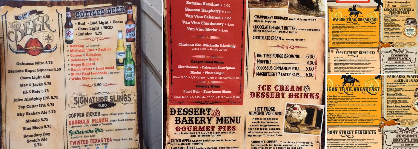 Rustlers Front Street Grill Menu