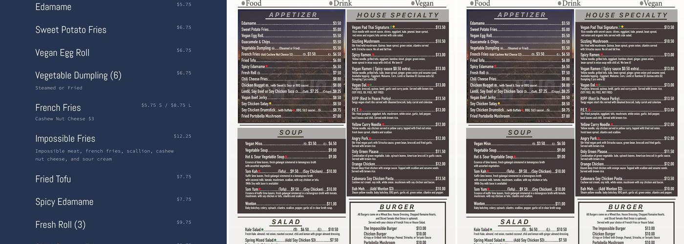 The Vegan & more Menu