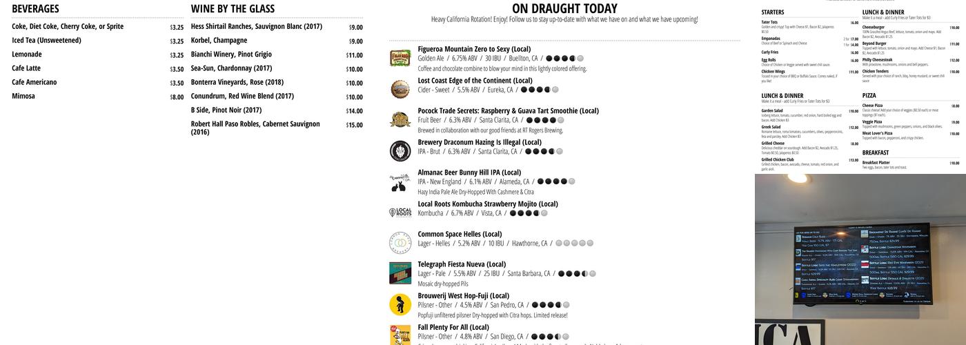 LA Draught Menu