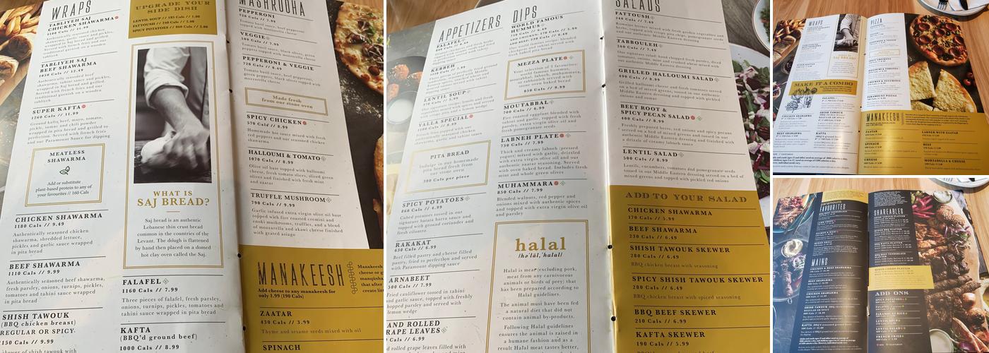 Paramount Middle Eastern Kitchen Menu