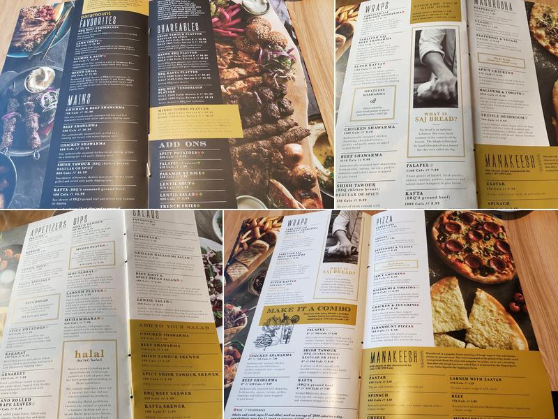 Paramount Middle Eastern Kitchen Menu