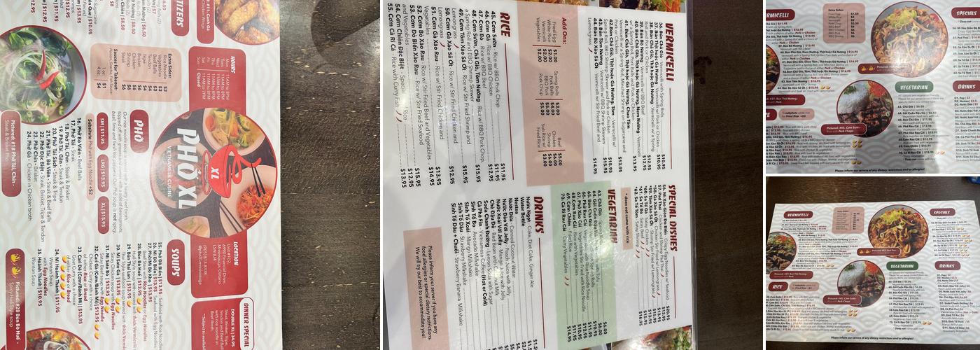 PHO XL Menu