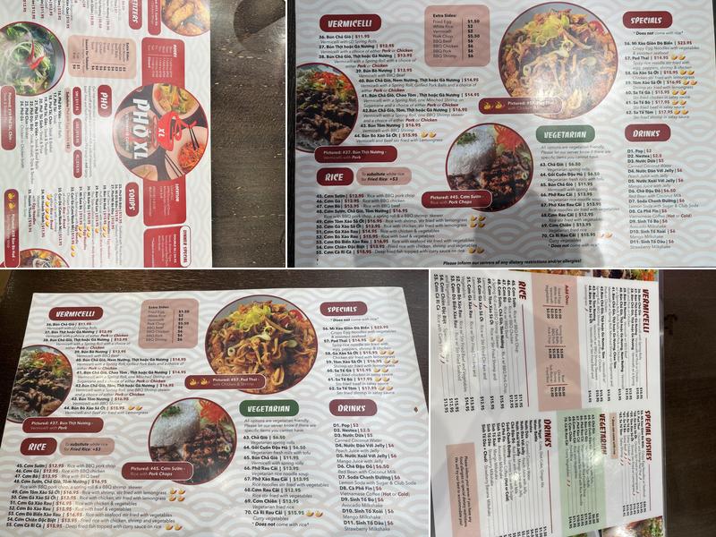 PHO XL Menu