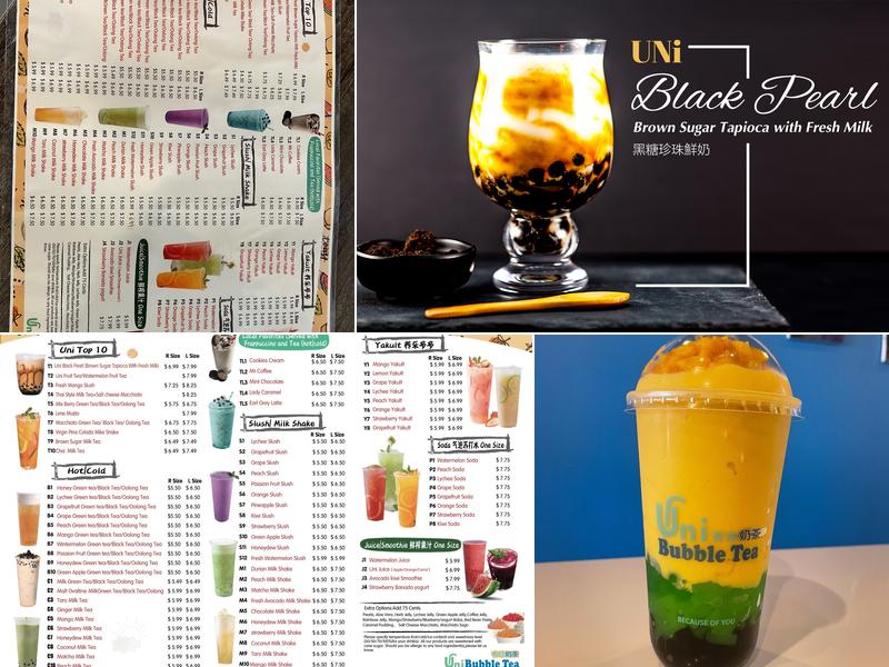 Uni Bubble Tea Menu