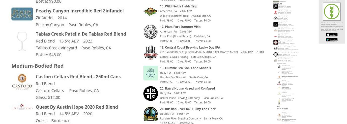 The Backyard on Thirteenth Menu