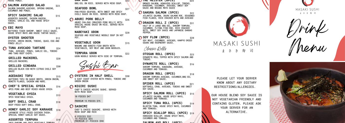 Masaki Sushi Menu