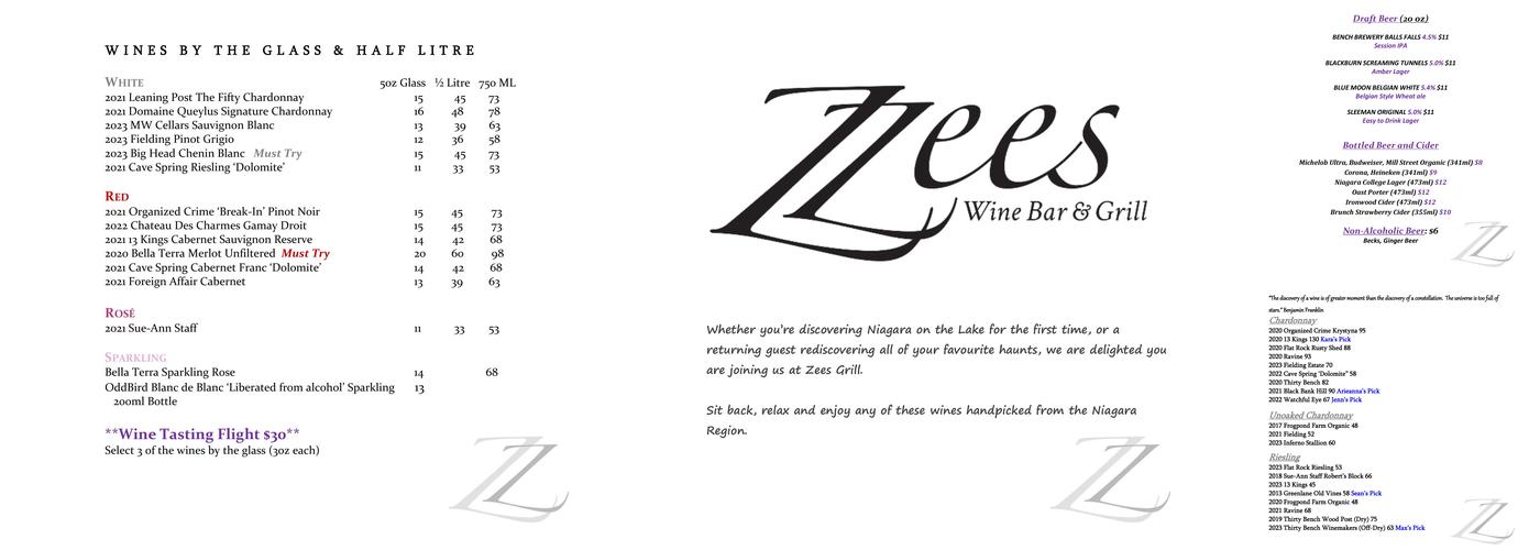 Zees Grill Menu