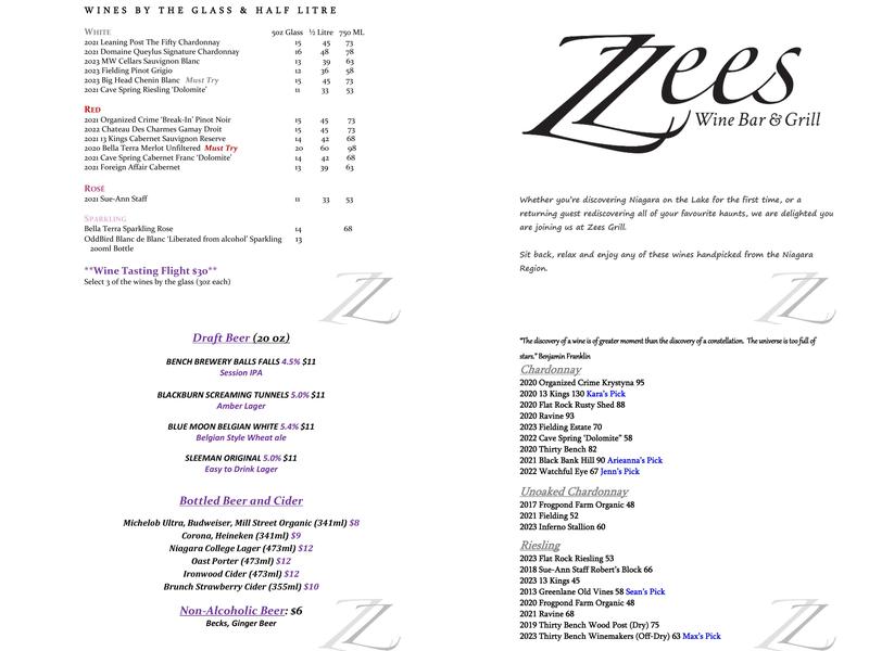 Zees Grill Menu
