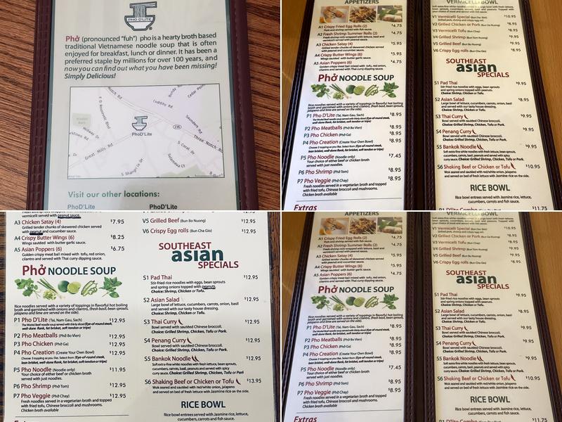 Pho D'Lite Menu