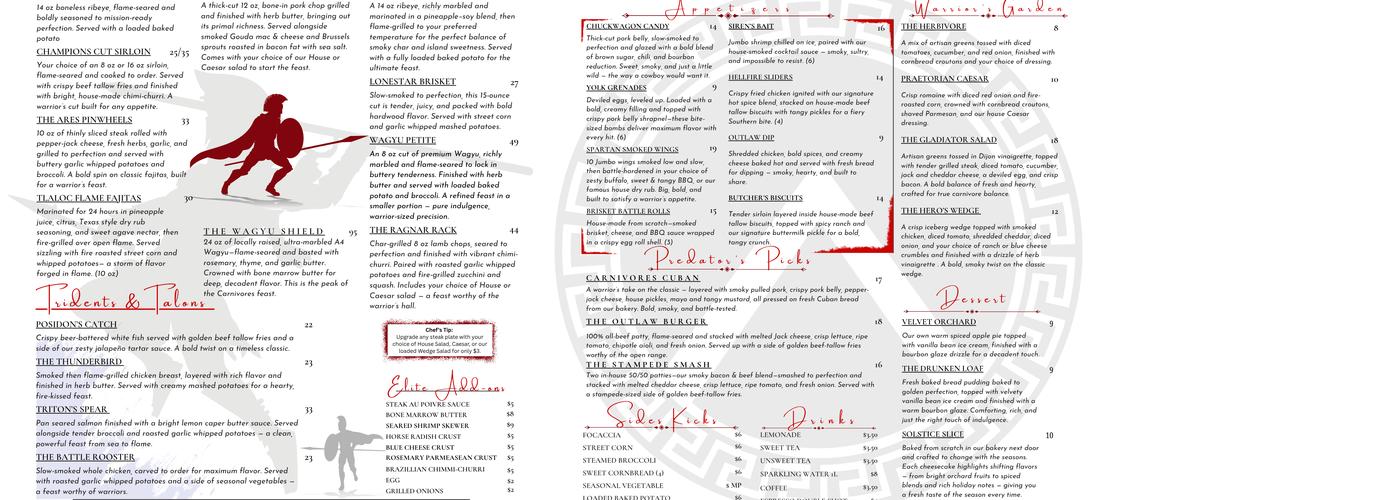 Carnivores Steakhouse Menu