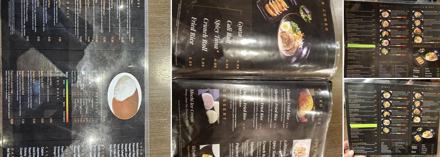 Kobashi Ramen & Curry Menu